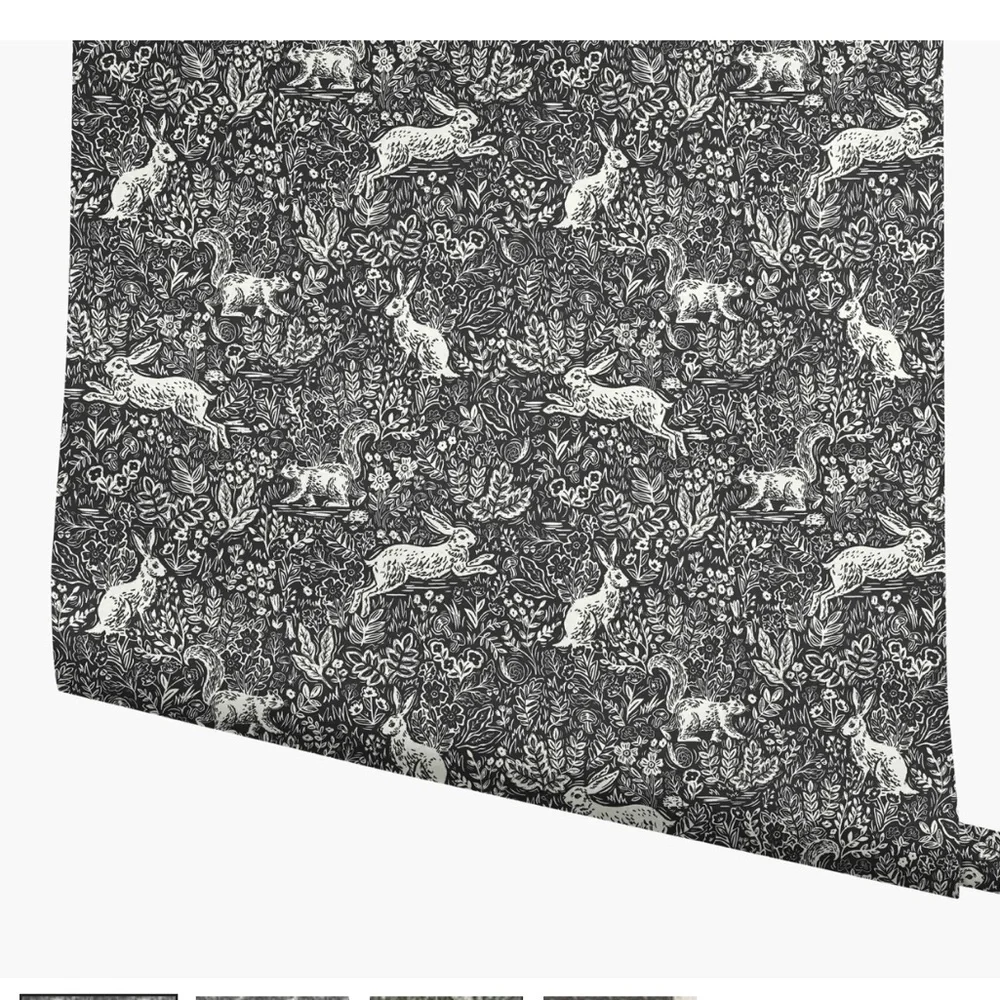 Rifle Paper Co. Fable print in Black and White Wallpaper